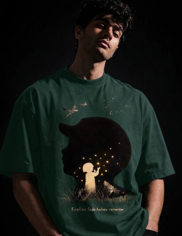 Grave of fireflies Unisex Terry Oversized Tee
