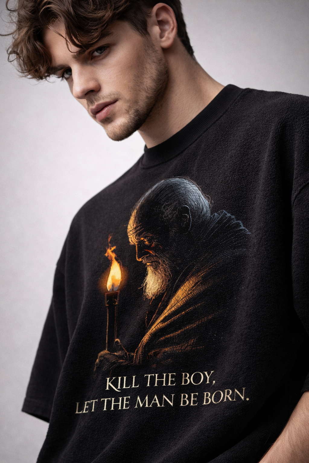 The man black Unisex Terry Oversized Tshirt